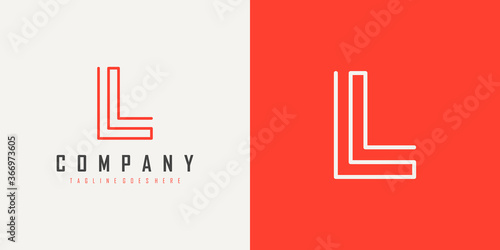 Simple Initial Letter L Logo. Monogram Linear Style isolated on White and Red Background. Usable for Business and Branding Logos. Flat Vector Logo Design Template Element. photo