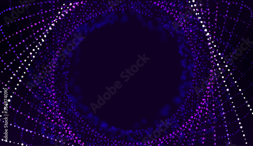 Particle stream tunnel vector background. Science futuristic concept. Cyber space background. Data transition. Hacking concept. Data stream. Digital graphic.