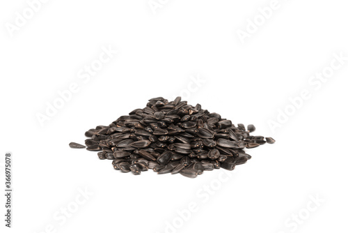 sunflower seeds close up on white background