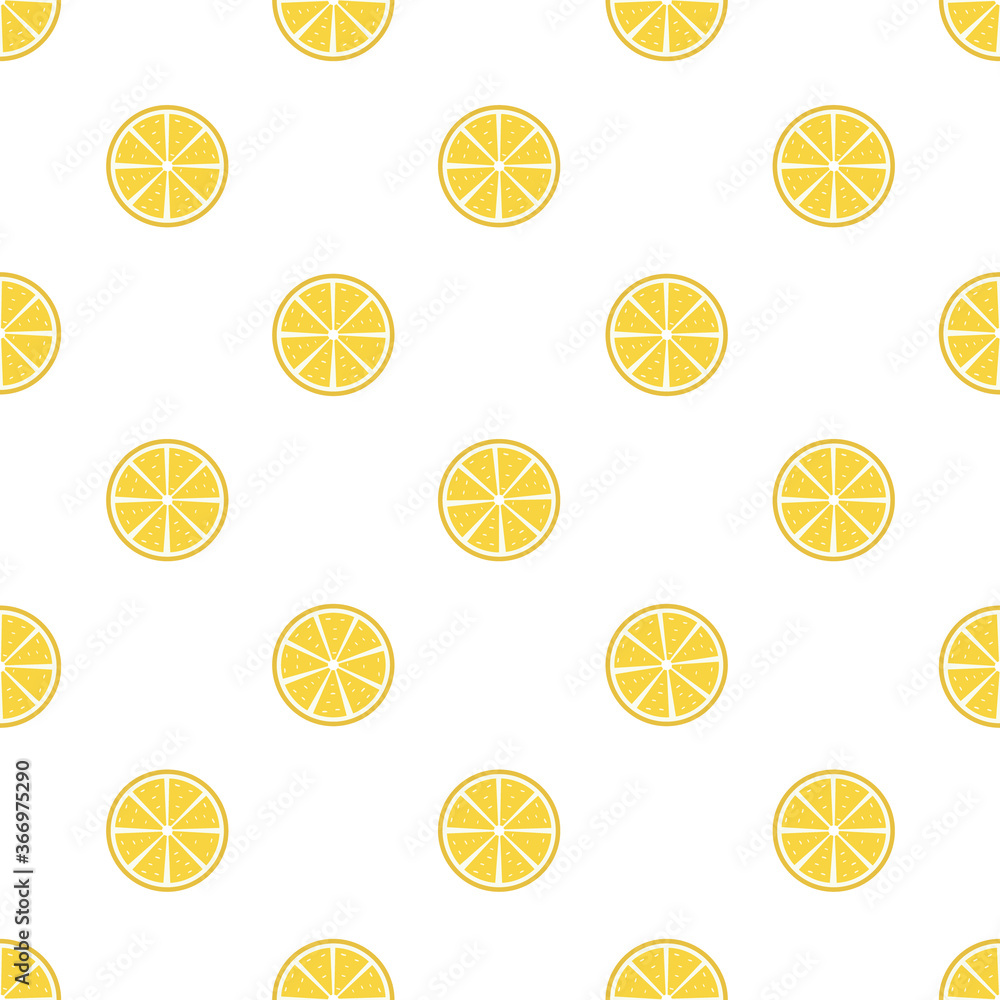 Cut lemon seamless pattern vector on isolated white background.