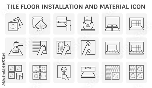 Tile floor installation and material vector icon set design.