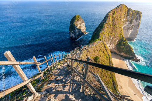 Pathway to Kelingking Beach in Nusa Penida island, Bali in Indonesia. photo