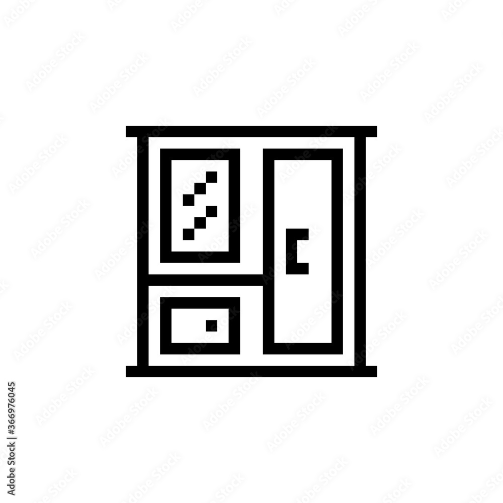 wood cupboard, glass, furniture and decor icon. perfect for logo, game, poster, website and presentation. icon design retro and pixel art style wood cupboard, glass, furniture and decor icon. perfect for logo, game, poster, website and presentation. icon design retro and pixel art style