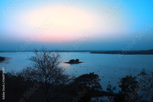 Beautiful sunset on the upper lake, Bhopal, Madhya Pradesh, India. photo