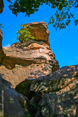 Bhimbetka rock shelters - An archaeological site in central India at Bhojpur Raisen (Near Bhopal) in Madhya Pradesh.
