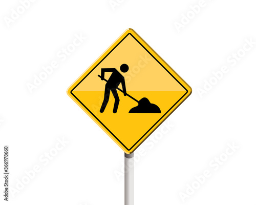 work in progress, pedestrian road sign, vector illustration 