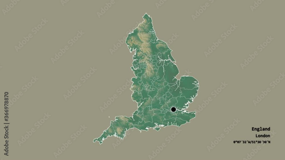 Somerset, administrative county of England, with its capital, localized, outlined and zoomed with informative overlays on a relief map in the Stereographic projection. Animation 3D Somerset, administrative county of England, with its capital, localized, outlined and zoomed with informative overlays on a relief map in the Stereographic projection. Animation 3D