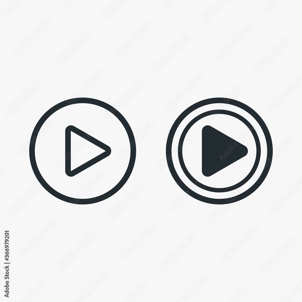 Play icons. Vector buttons for web computer and mobile Play icons. Vector buttons for web computer and mobile