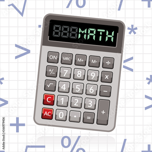 calculator with word math, vector illustration 