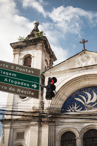 the entrance to the city hall of the city
