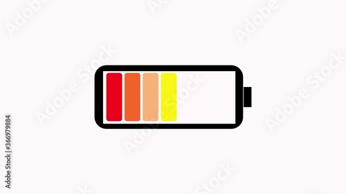 Charged and discharged battery, loading animation, mobile device recharge
