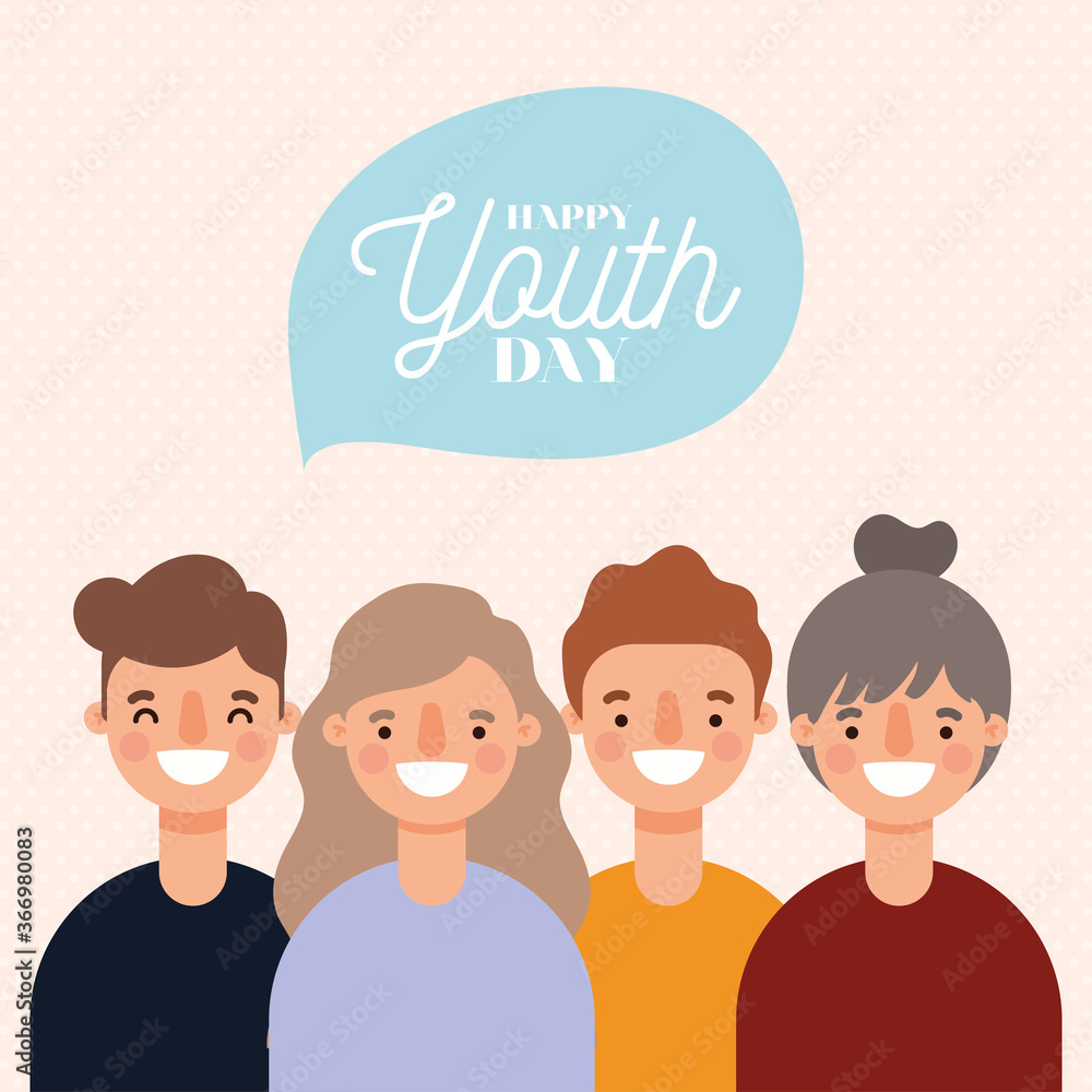 women and men cartoons smiling of happy youth day design, Young holiday and friendship theme Vector illustration women and men cartoons smiling of happy youth day design, Young holiday and friendship theme Vector illustration