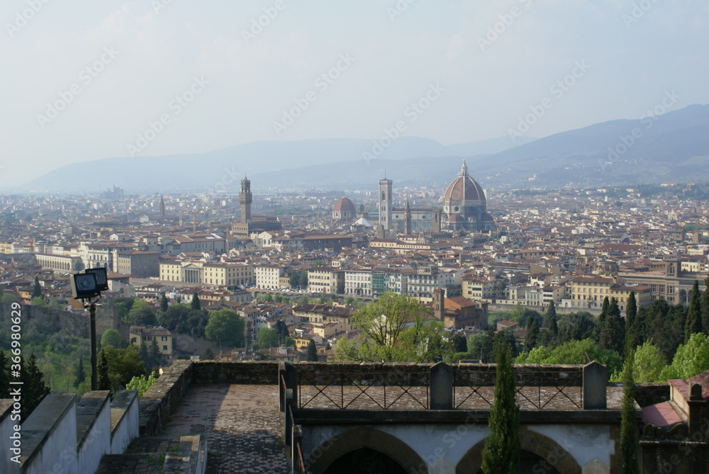 Florence, Italy: panoramic view of the cathedral and Palazzo Vecchio in the city centre