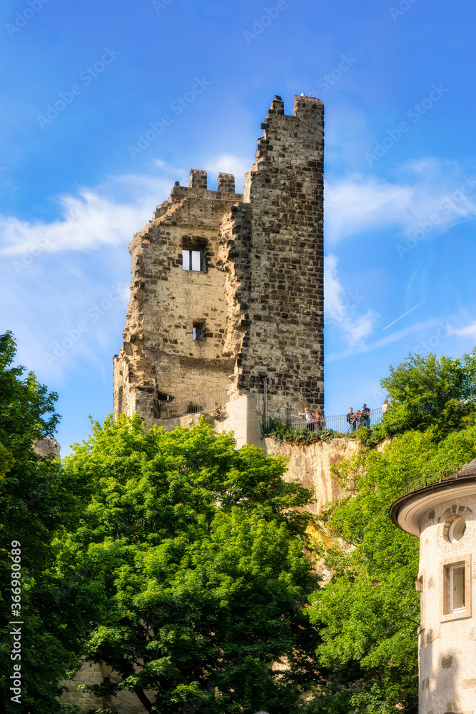 Burgruine Drachenfels is a ruined hill castle in Konigswinter on the Rhine river near Bonn in Germany Burgruine Drachenfels is a ruined hill castle in Konigswinter on the Rhine river near Bonn in Germany