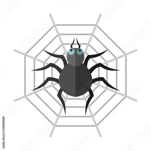 Black Spider Flat Icon Illustration Halloween Element