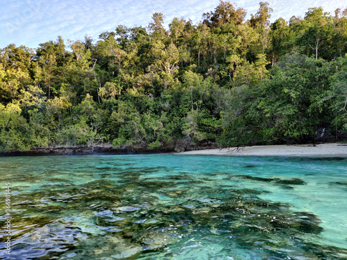 Isolated paridise beach in Raja Ampat, Papua, Indonesia