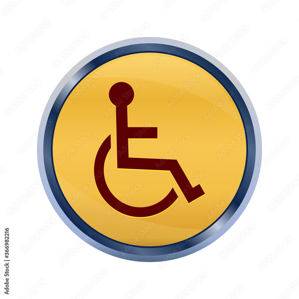 Wheelchair handicap icon super yellow round button illustration Wheelchair handicap icon super yellow round button illustration