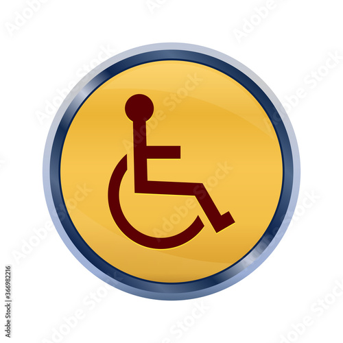 Wheelchair handicap icon super yellow round button illustration