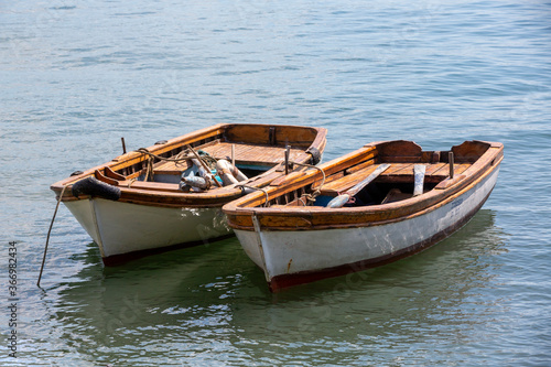 Fototapeta Naklejka Na Ścianę i Meble -  front viewe two fisher boat on sea
