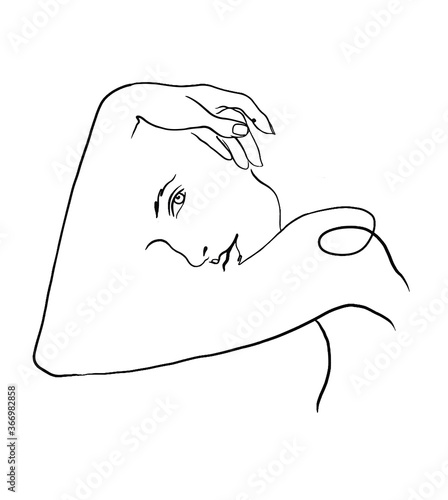 Woman body line art illustration. Minimalist people icon. Nude woman silhouettes for hygiene, health and body care. Minimalist print