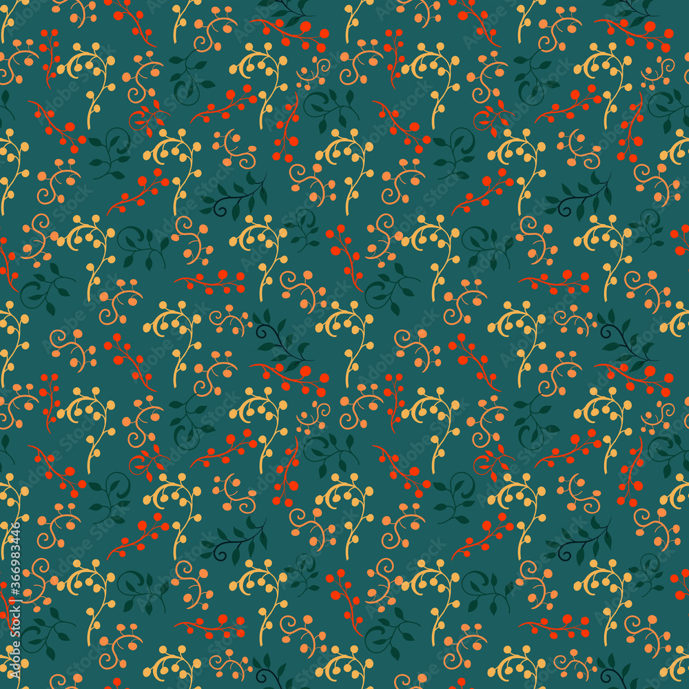 Leaves and berries seamless pattern. Hand drawn.Creative trandy designe for babies room decoration and clothes. Suitable for greeting card design and invitations and for print. Leaves and berries seamless pattern. Hand drawn.Creative trandy designe for babies room decoration and clothes. Suitable for greeting card design and invitations and for print.