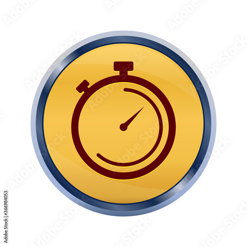 Stopwatch icon super yellow round button illustration