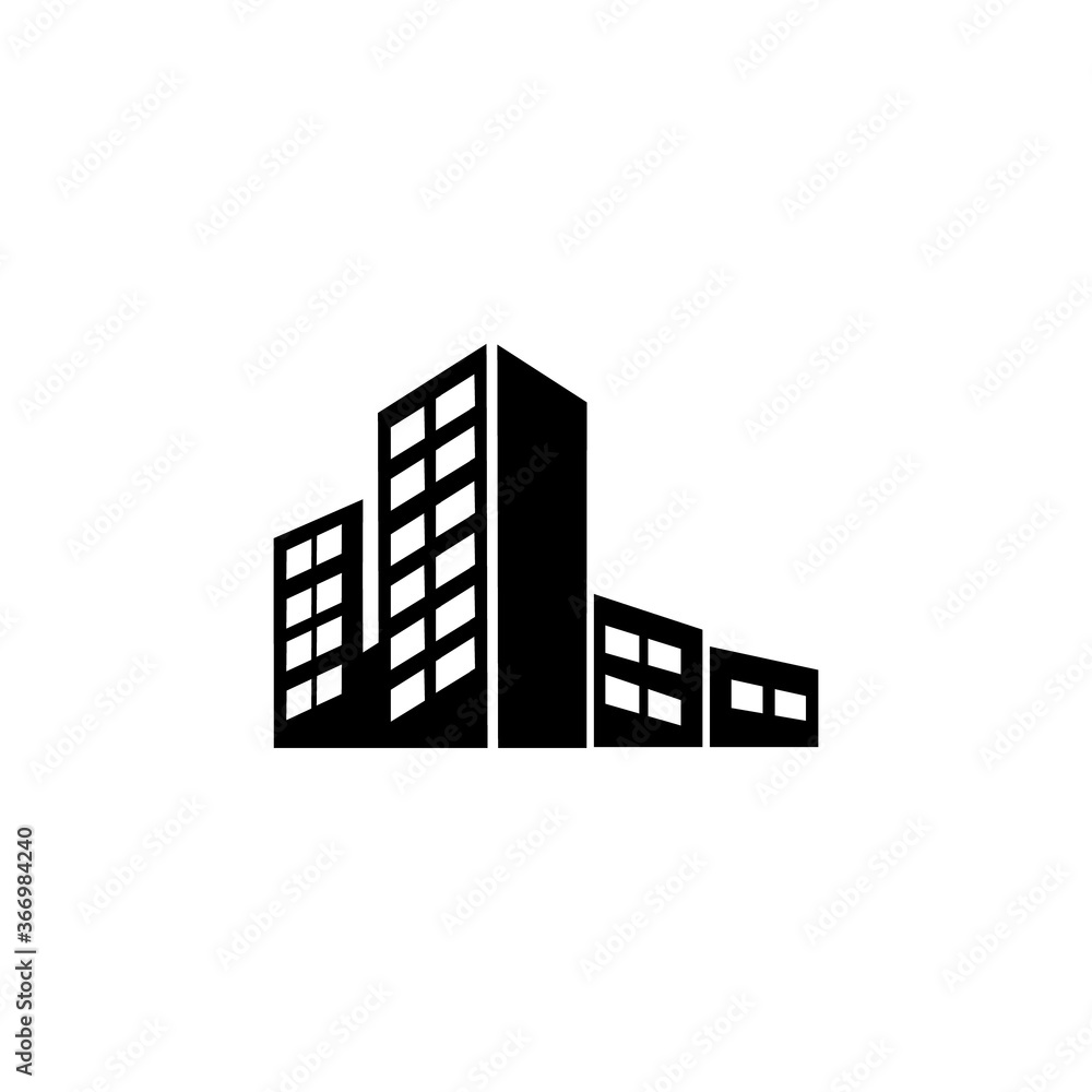 city building silhouette icon vector