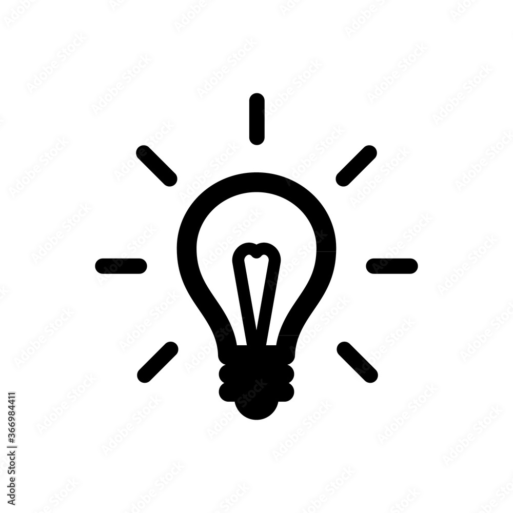 Solution symbol, lamp icon, idea isolated on white background Solution symbol, lamp icon, idea isolated on white background