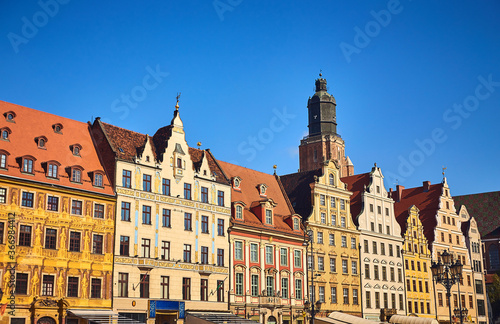 Colorful Houses on the Market square in Wroclaw, Poland