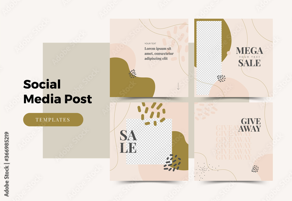 Fototapeta Editable Modern Template. Discount Promo Template for Social Media Post, banner. Elegant sale and discount backgrounds with abstract pattern. Vector cover. Mockup for personal blog or shop.