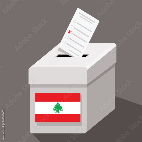 ballot box, paper, Lebanon, vector illustration 