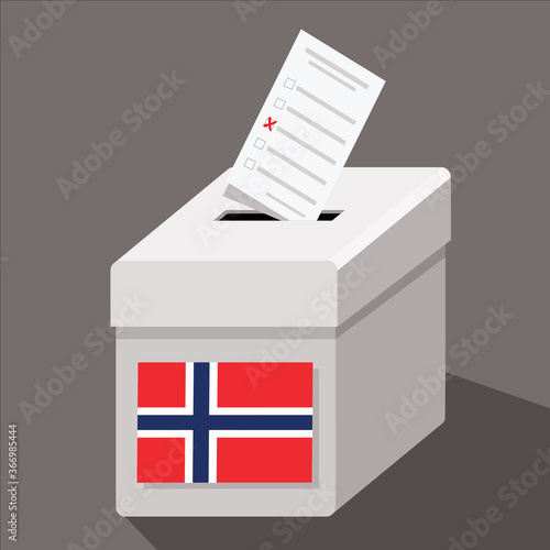 Norway ballot box, election, vector illustration 