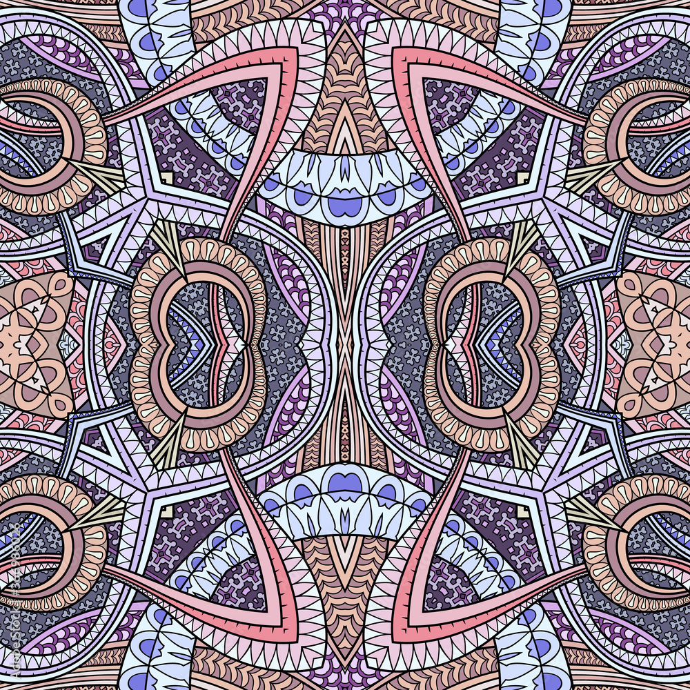 Fototapeta premium Vector abstract ethnic hand drawn seamless pattern