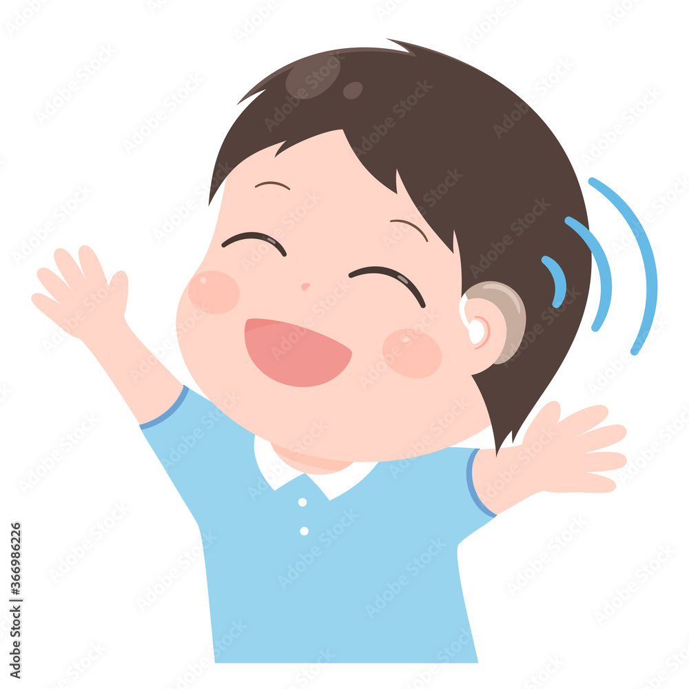 補聴器で音が聴こえて喜ぶ男の子のイラスト Stock Vector Adobe Stock 補聴器で音が聴こえて喜ぶ男の子のイラスト Stock Vector Adobe Stock