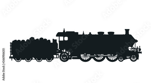 Steam locomotive railroad train.