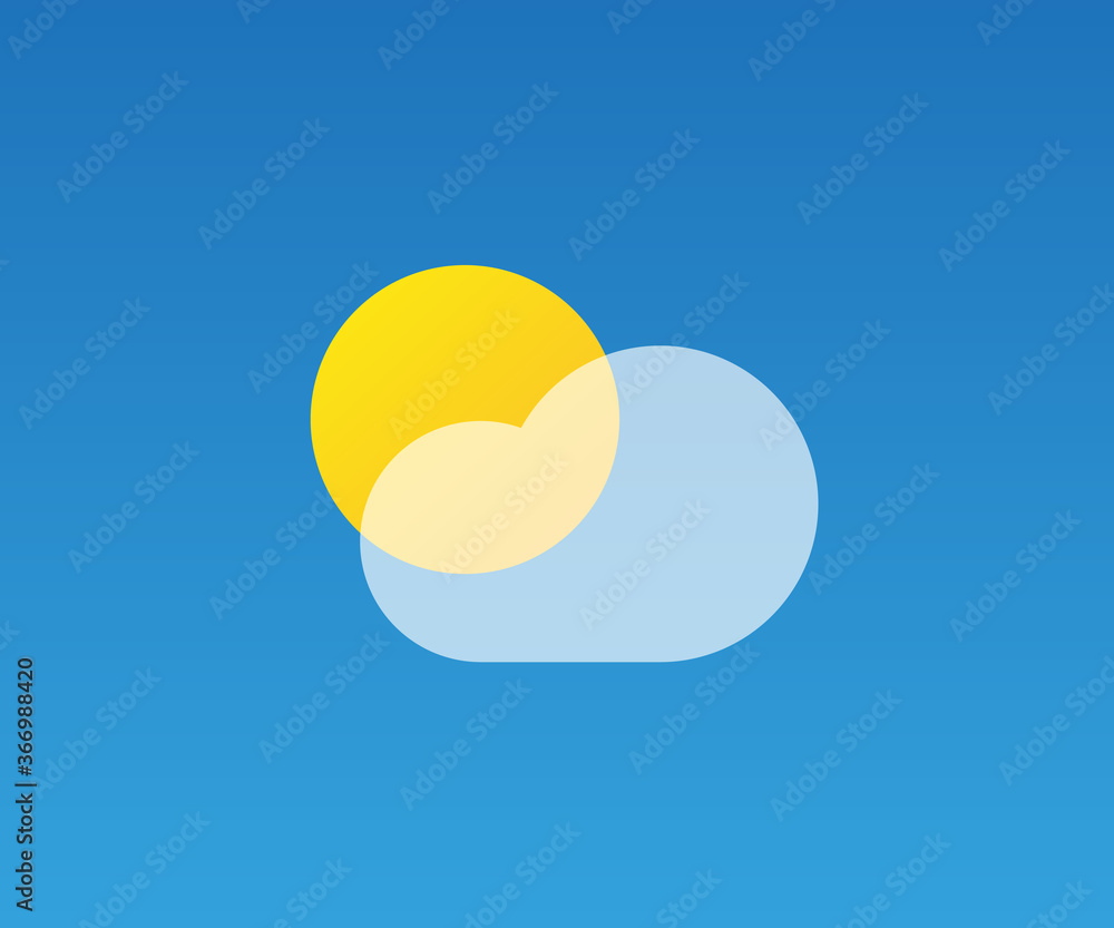 Realistic weather forecast widget for mobile application program template vector illustration. Weather icons collection. Cloud, sun Realistic weather forecast widget for mobile application program template vector illustration. Weather icons collection. Cloud, sun
