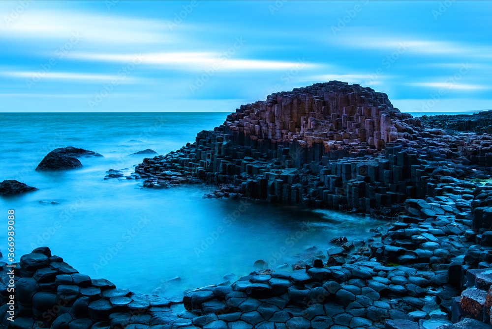 Morning view of a Causeway coast and glens with Giants Causeway