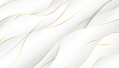 Papier peint photo Couloir et Hall Vagues fluides blanches et dorées  © starlineart