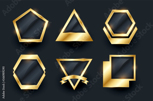 set of golden empty badges and labels design