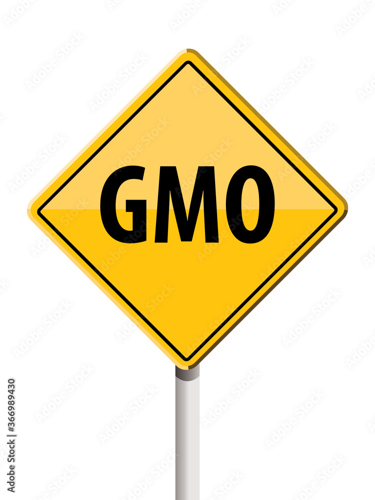 gmo yellow road sign, vector illustration gmo yellow road sign, vector illustration