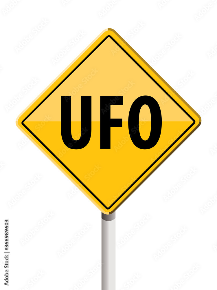 ufo yellow road sign, unidentified flying object, vector illustration ufo yellow road sign, unidentified flying object, vector illustration