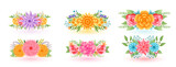 decorative lovely flowers set with leaves design