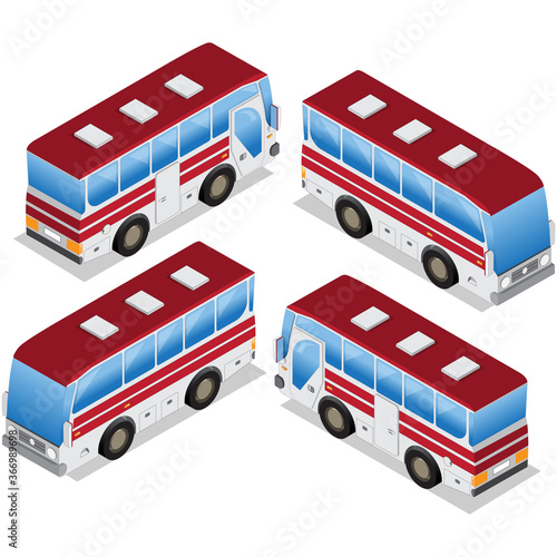 Bus. Isometric. Isolated on white background. Vector illustration.