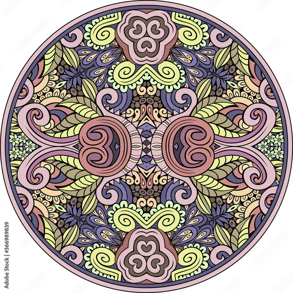 Vector abstract floral ethnic hand drawn mandala