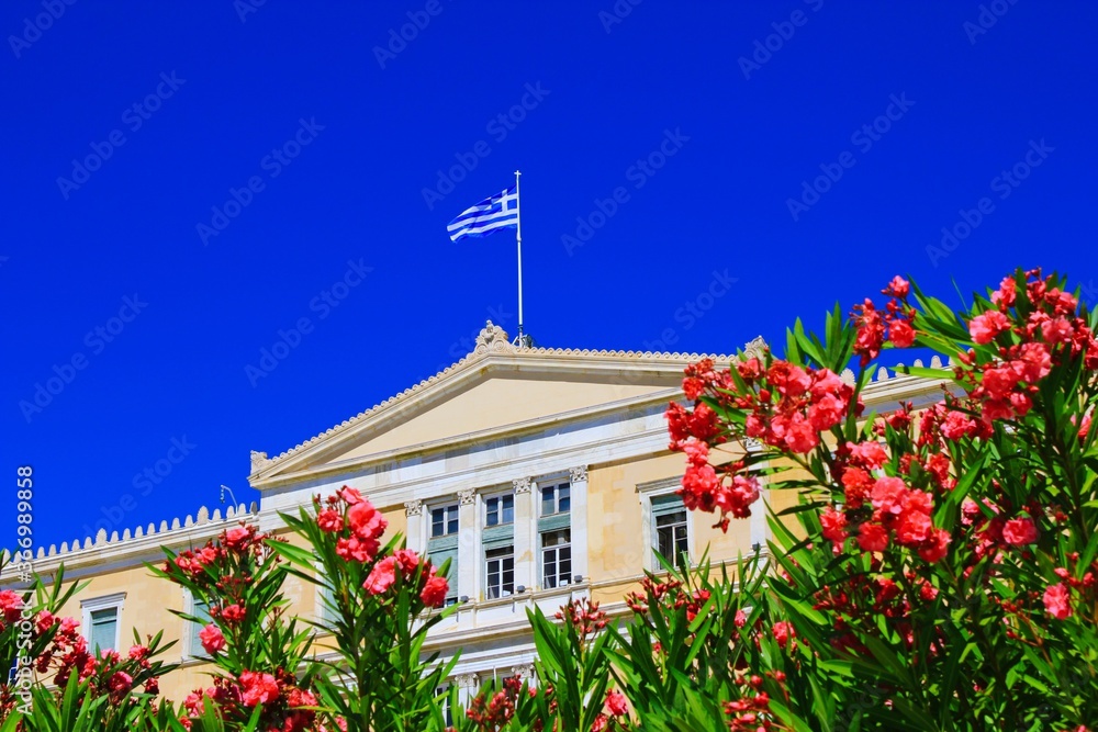 Greece, Athens, June 16 2020 - Partial view of the Greek Parliament.