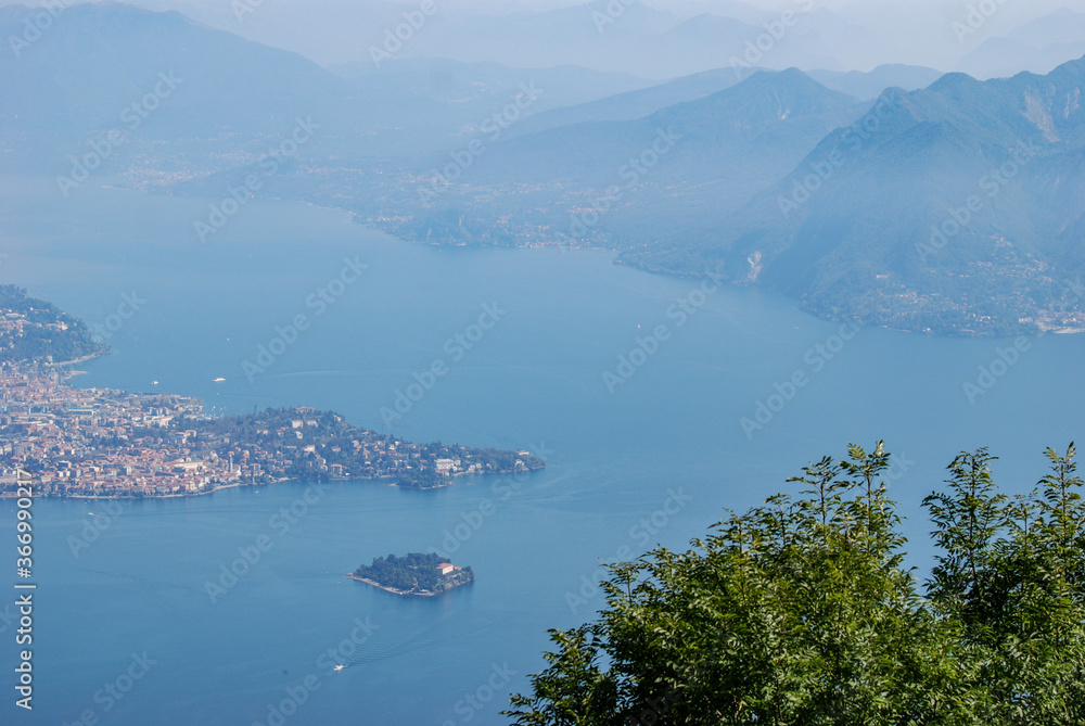 A view from Mottarone above Stresa and Lake Maggiore, Italy