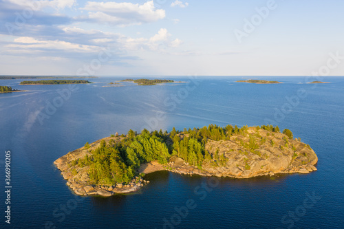 Island in Gulf of Finland aerial view. Baltic sea