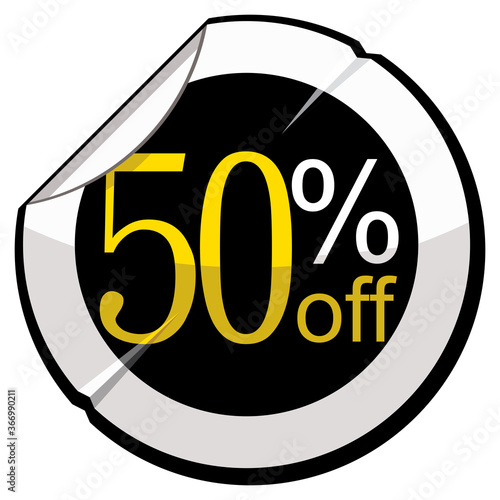 50 percent off sticker, vector illustration 