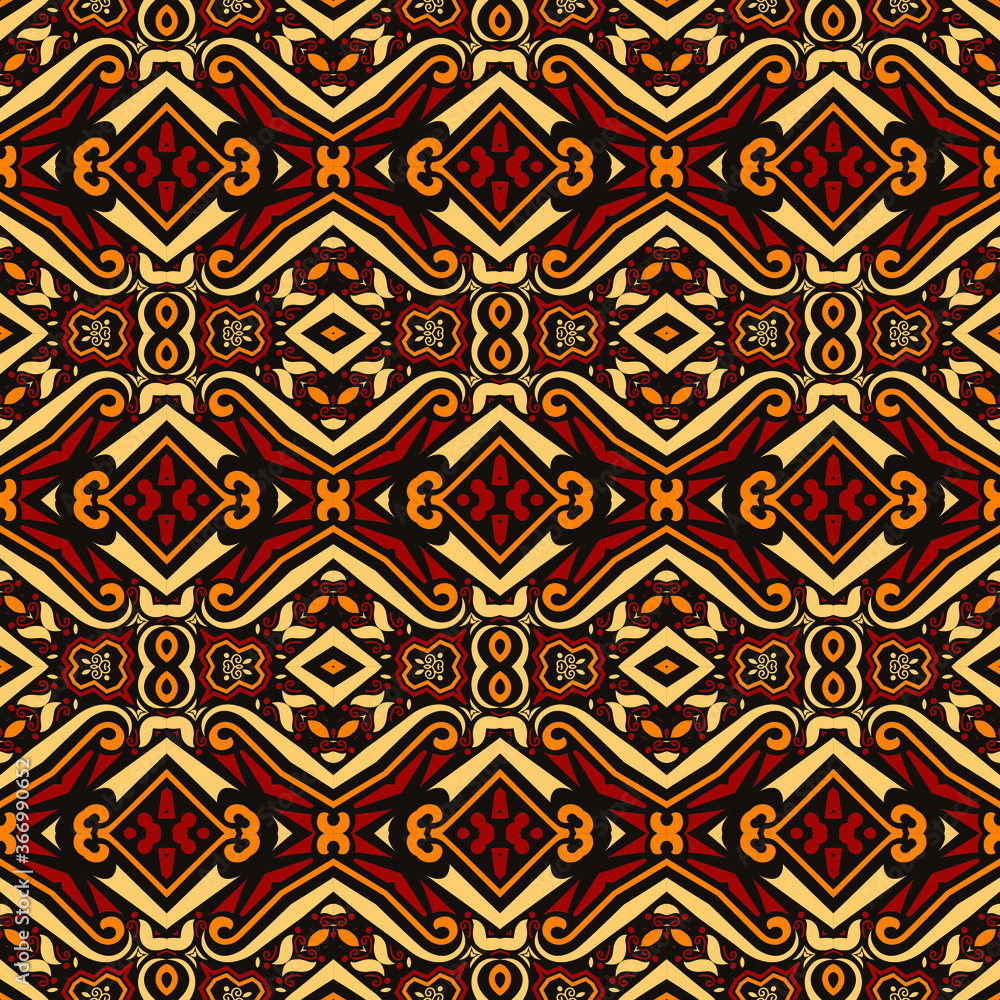 seamless pattern with tribal and floral - vector seamless pattern with tribal and floral - vector