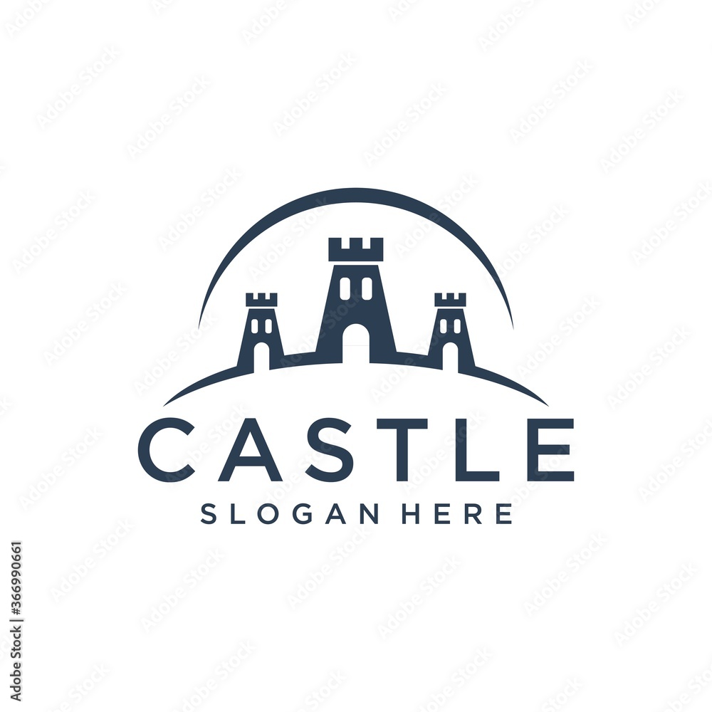 castle logo design vector abstract